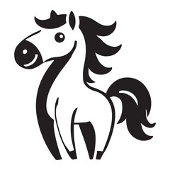 Cute Cartoon Horse Silhouette Illustration