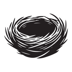 Bird Nest Silhouette Vector Illustration Design