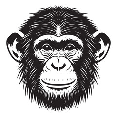 Friendly Chimpanzee Face Silhouette Vector
