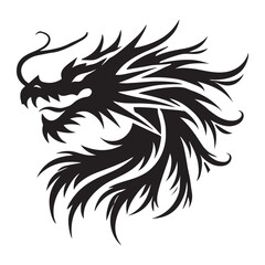 Intricate Dragon Head Silhouette Vector Graphic