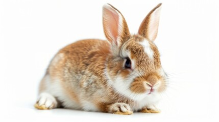 Obraz premium Adorable Brown Bunny Rabbit on White Background