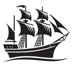Sailing Ship Silhouette Illustration Maritime History Voyage