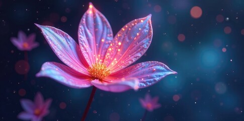 Iridescent metallic petals suspended in mid-air, aurora borealis, petal