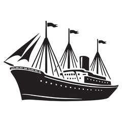 Vintage Ocean Liner Silhouette Illustration