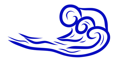 Blue sea wave vector illustration, ocean, sea, whimsical wave