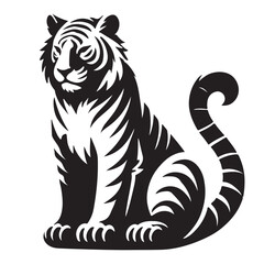 Majestic Sitting Tiger Silhouette Illustration