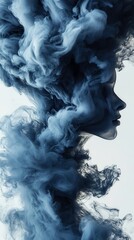 Abstract Ink Flow Patterns Create a Silhouette Resembling a Human Face. Generative AI