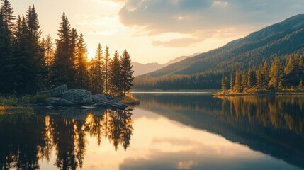 Mountain lake in National Park High Tatra. Strbske pleso, Slovakia, Europe. Beauty world. High quality photo