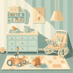 Sunlit Nursery Room with Toys and Furniture