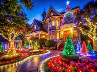 Fototapeta premium Sparkling Bay Area Christmas Lights: Festive Holiday Illumination