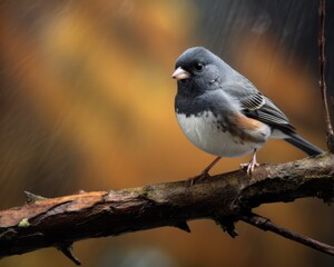 Obraz premium Closeup of Dark-Eyed Junco Perched on Tree Branch in Nature's Haven Dover, Tennessee (AR 3:2)