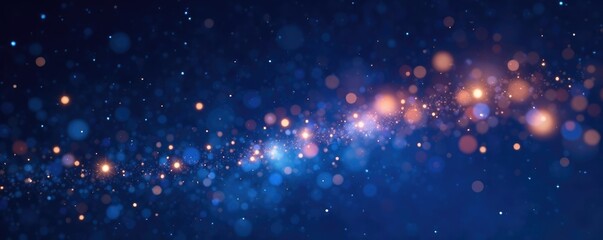 Fototapeta premium A scattering of twinkling lights and glittering stars on a deep blue canvas, twinkling lights, starry night