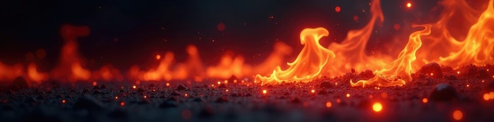 Flame abstract on a black surface with an eerie glow, dark, eerie glow