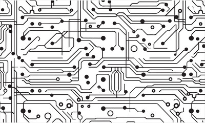 Printed Futuristic Circuit Board isolated pattern with High tech Digital Background
