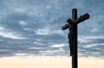 Crucified Christ hangs on the cross