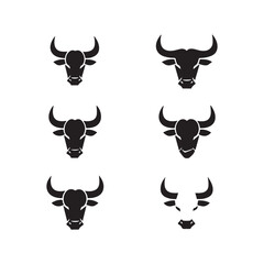 bull heads logo , minimalist design, black and white