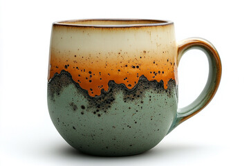A hand painted ceramic mug with a unique glaze design