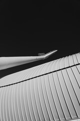 Fototapeta premium Minimalism, abstraction. A spotlight on the background of the stadium wall.