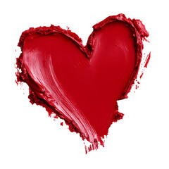Heart shape created with red lipstick. The heart is formed with visible brush strokes and a textured, slightly rough appearance around the edges, giving it an artistic and expressive look. 