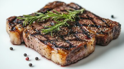 A studio photograph of T-Bone steak on white background