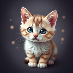 Fototapeta premium Cute kitten kawaii fantasy style portrait of a cat