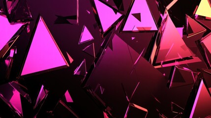 Abstract pink and purple shattered glass triangles.