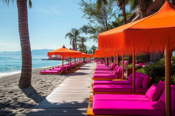 Dreamy luxury beach with vivid colors