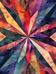 Fototapeta premium Radiant Kaleidoscopic Burst of Vibrant Geometric Patterns and Shapes