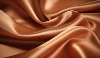Fototapeta premium Silky brown fabric drapes elegantly, showcasing smooth texture and rich color in soft lighting