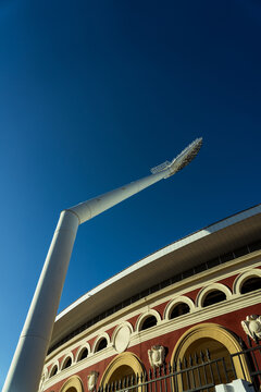 Minimalism. The Dynamo Stadium spotlight. Dinamo Stadium in Minsk