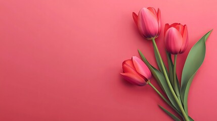 Obraz premium Women's day banner. 8 march holiday background with realistic tulips. Vector illustration for poster, brochures, booklets, promotional materials, website