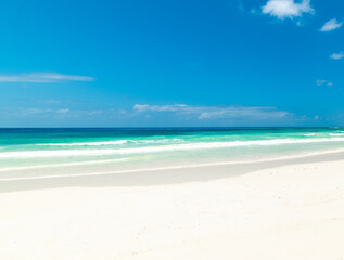 White sand and turquoise water in a tropical beach