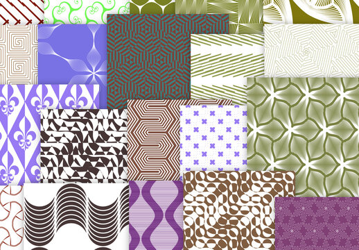 Collection of seamless geometric minimalistic patterns