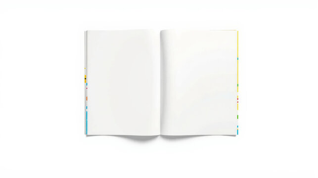 blank book mockup with open pages, ideal for showcasing designs or illustrations. clean layout invites creativity and personalization