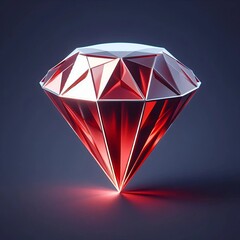 3D Red Geometric Diamond – Digital Art