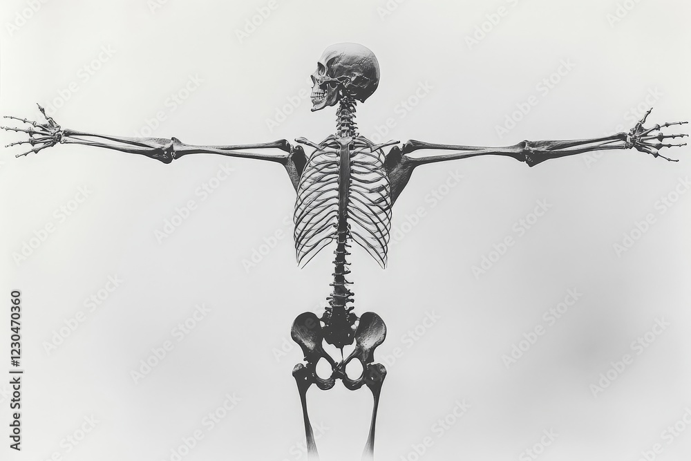 Aufkleber detailed view of a human skeleton with outstretched arms showcasing skeletal structure and anatomy i