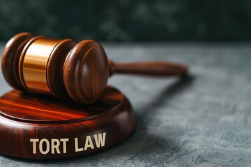 A wooden gavel resting on a plaque inscribed with 'Tort Law', symbolizing legal justice in a courtroom setting. Legal Negligence in Tort Law