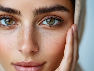 Fototapeta premium Close-up portrait of a woman with striking features