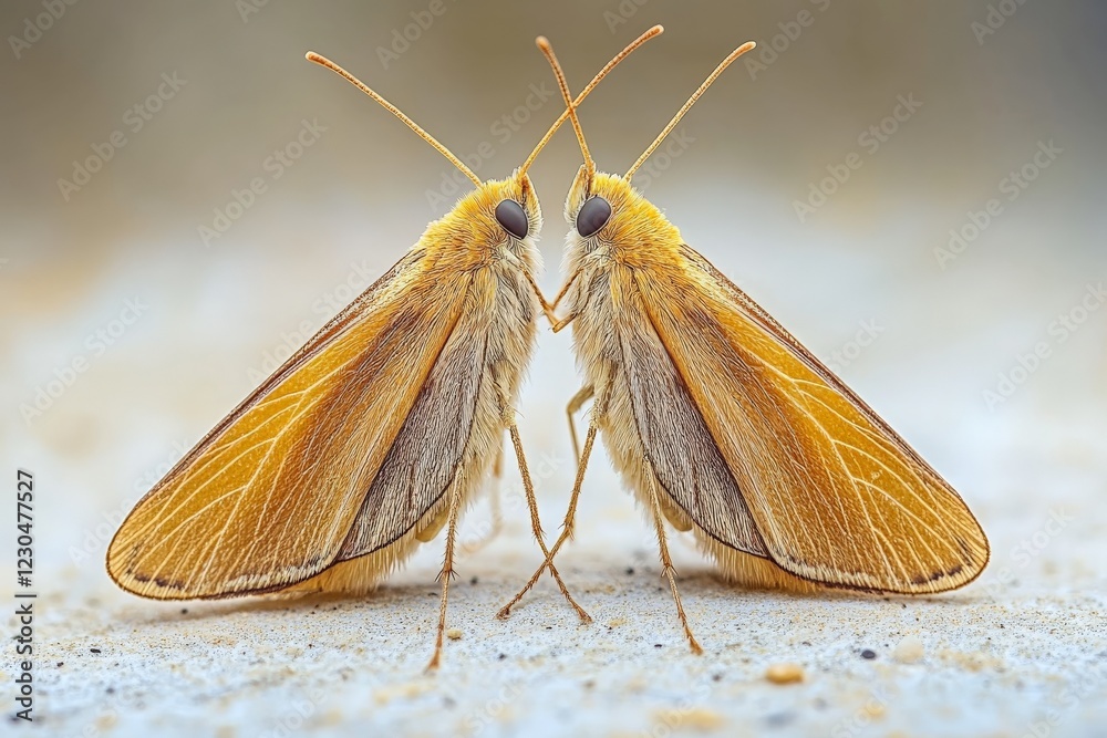 Poster moths in close interaction on a surface during daylight