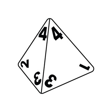 Dungeon and Dragon D4 Dice Outline Icon Illustration on White Background