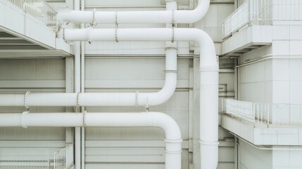 White pipes on a building exterior.
