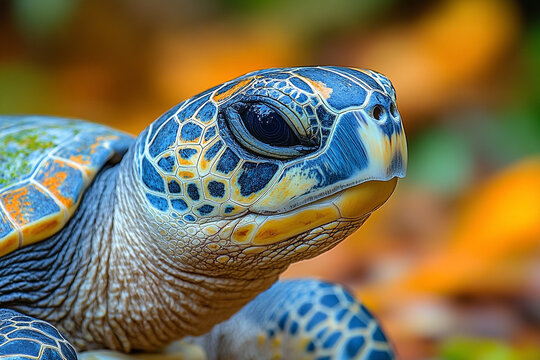 Majestic Sea Turtle Head Close Up Portrait