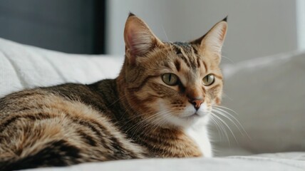 cat relaxing at home indoors