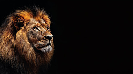 Fototapeta premium An illustration of a lion king against a black backdrop.