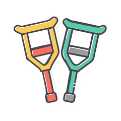 Pair of crutches icon in flat design