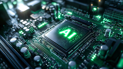 Fototapeta premium Circuit Board with AI Processor