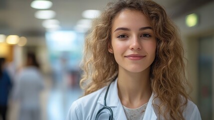 Fototapeta premium A woman doctor smiling standing in her clinic.
