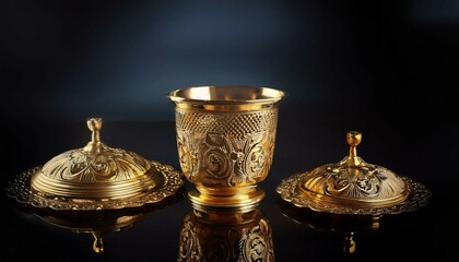 golden antique pots