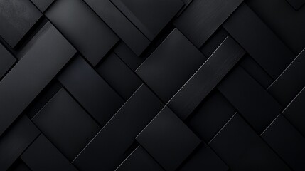 Naklejka premium Abstract Geometric Black Pattern with Overlapping Triangles and Rectangles in a Textured Matte Finish