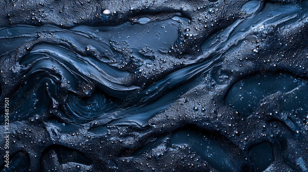 Leinwandbilder dark blue foam with intricate bubbles and swirling patterns embodies a tranquil and artistic essence
